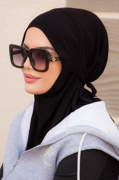 Siyah Spor Bone Hijab